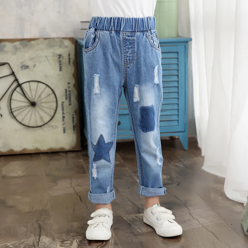 Children Boys Jeans New Style Spring Fashion Kid Regular Elastic Waist