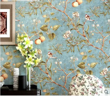 Papier Peint Fleurs Oiseaux