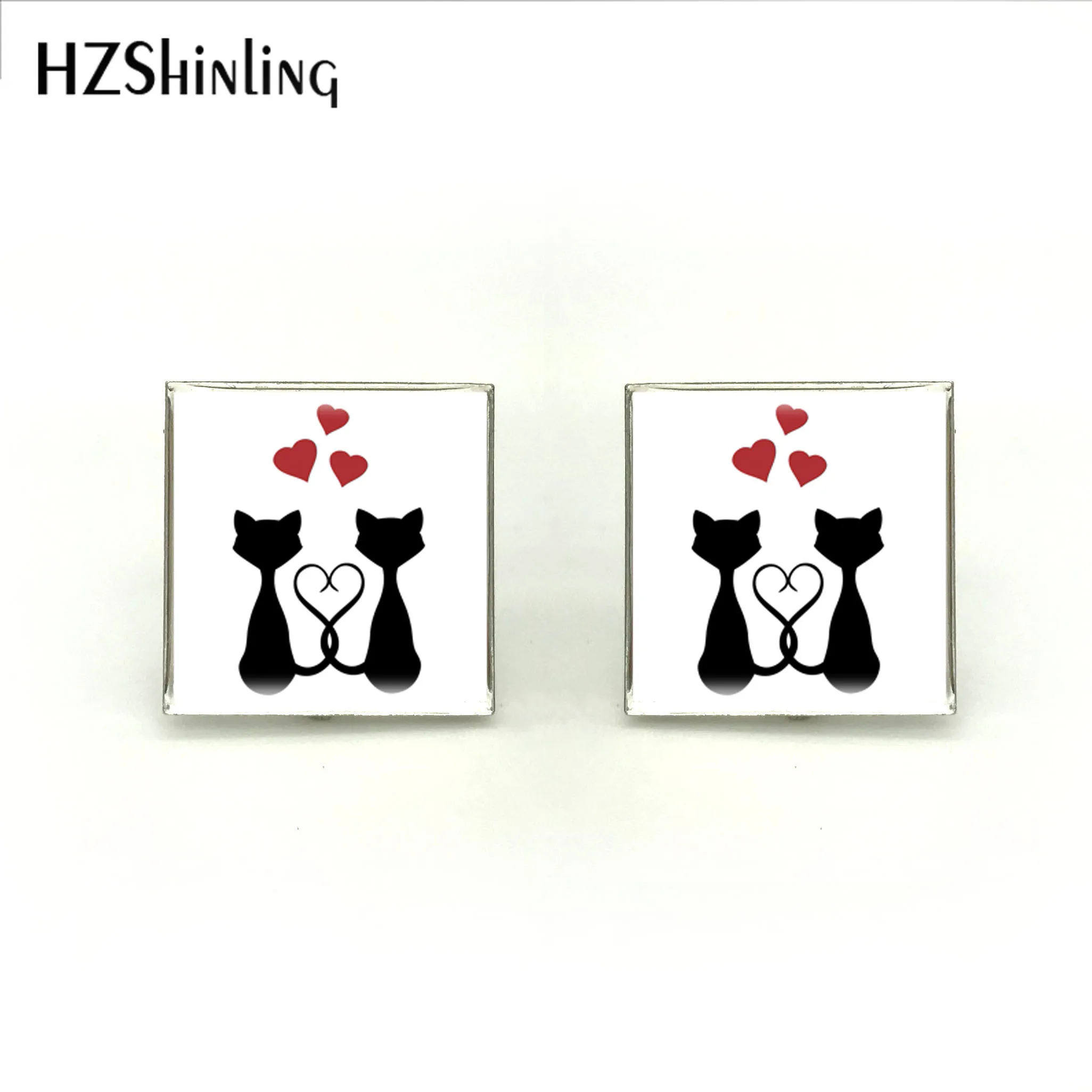 Новые квадратные запонки для влюбленных кошек черные белые запонки высококачественные Брендовые украшения ручной работы манжеты для мужчин свадебные - Окраска металла: 6