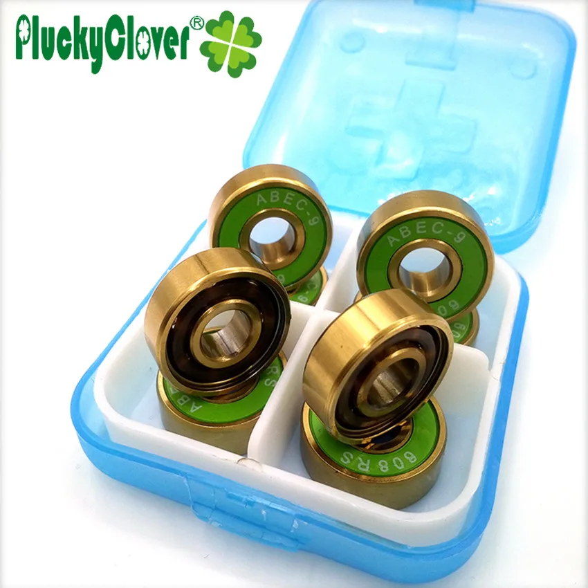 

PluckyClover 8pc/set 608 Golden Tatinium coated gold bearing 608zz 608rs Inline Roller Skates Bearing Slalom Skating bearing 608