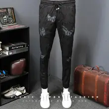 Ограниченное Новое поступление средней плотности на плоской подошве Военная Униформа Брюки для девочек Для Мужчин's Повседневное harenfeet длинные Вышивка прилив лодыжки объединились