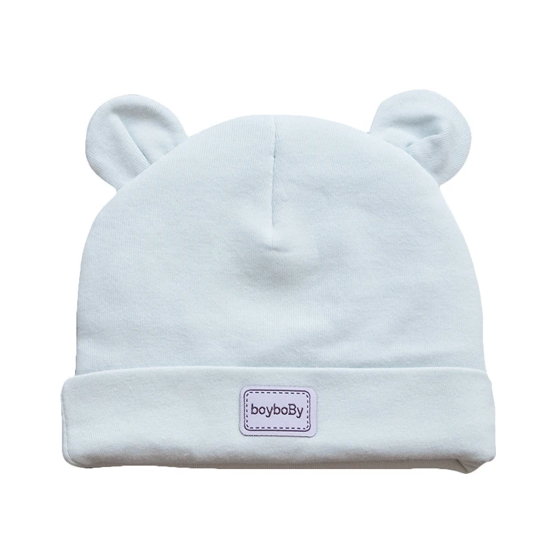 Хлопковая шапочка для младенца, шапочки, зимние шапки для новорожденных мальчиков и девочек, плотная шапка с ушками