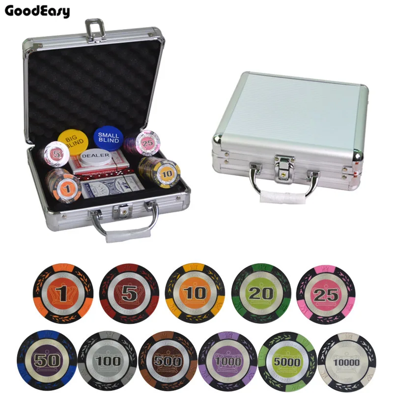 100/200/300/400/500pcs/set 14g Casino Clay Wheat Crown Poker Chips