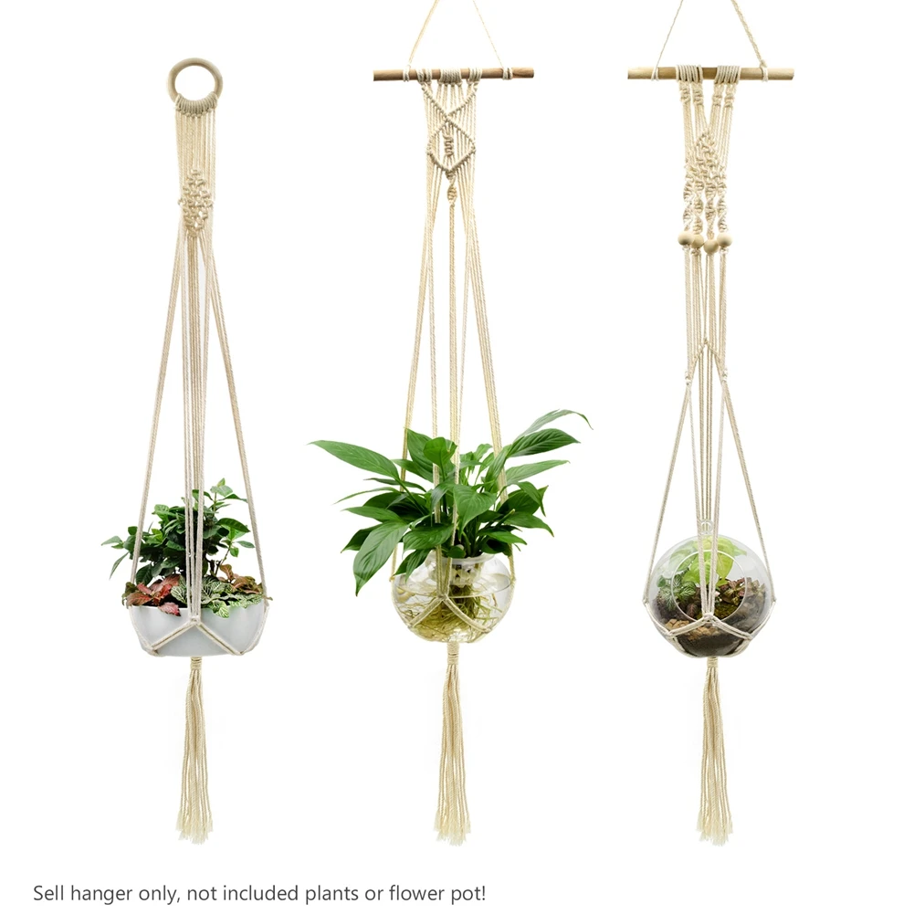 Hanging Planter Basket Handmade Pot Holder Home Decor Plant Hanger Rope Braided Hanging Planter Basket Handmade Pot Holder Home Decor Plant Hanger Rope Braided