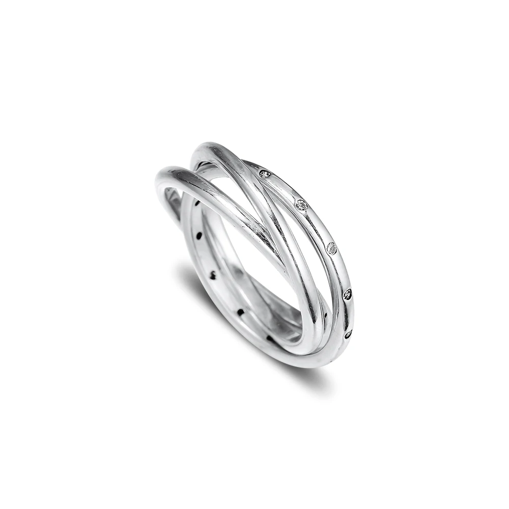 Высокое качество стерлингового серебра 925 пробы прозрачные CZ поворотные симметричные кольца для женщин Стерлинговое Серебро-ювелирные изделия обручальное кольцо Европа ювелирные изделия
