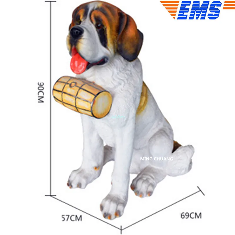 

35" Cute Puppy Statue Saint Bernard Bust The Family Dog Full-Length Portrait Care For Dogs GK Action Figure Toy BOX 90CM Z1287