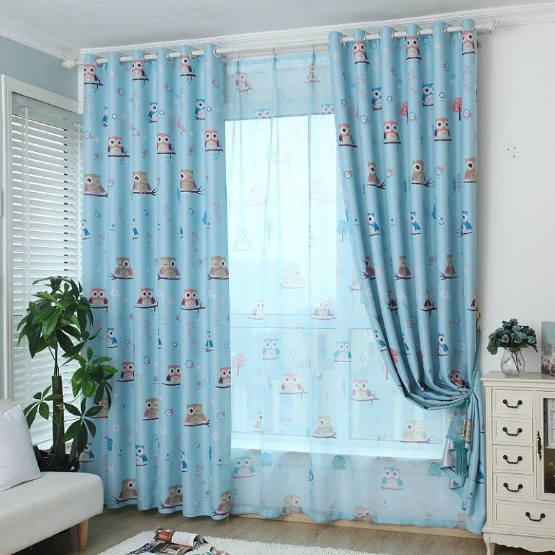 Cute Owl window Curtain living Room Door Home/Hotel/Office Print | Дом и сад