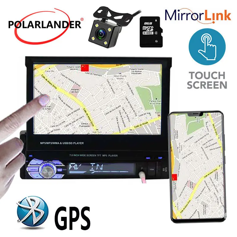 1 din автомобильное радио плеер 12 многоязычных bluetooth mirror link сенсорный экран 7 дюймов