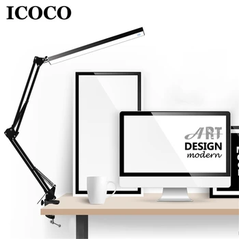 

ICOCO Aluminum Alloy Folding Clip-on USB LED Table Lamp Long Arm Touch Control Dimmable Desk Lamp Eye Protection Table Light