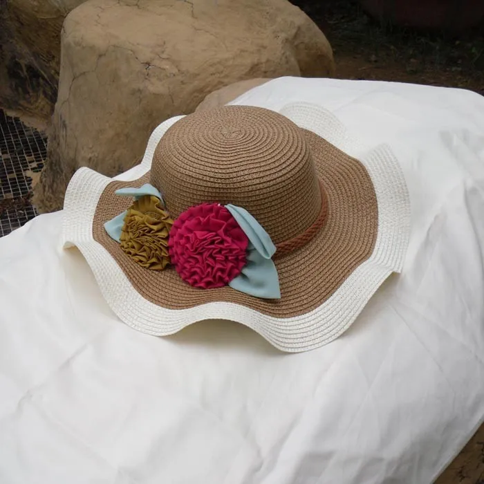 Пляжная Солнцезащитная шляпа сомбреро женские летние шапки для женщин Складная шапка с цветком chapeu feminino de praia Пляжный головной убор chapeau для женщин