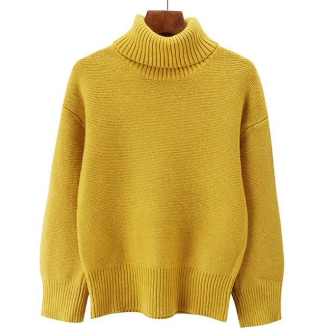 Colorfaith, женские пуловеры, свитер, новинка, вязанный, осень, зима, толстый, теплый, однотонный, водолазка, элегантный, повседневный, для девушек, топы SW792 - Цвет: Цвет: желтый