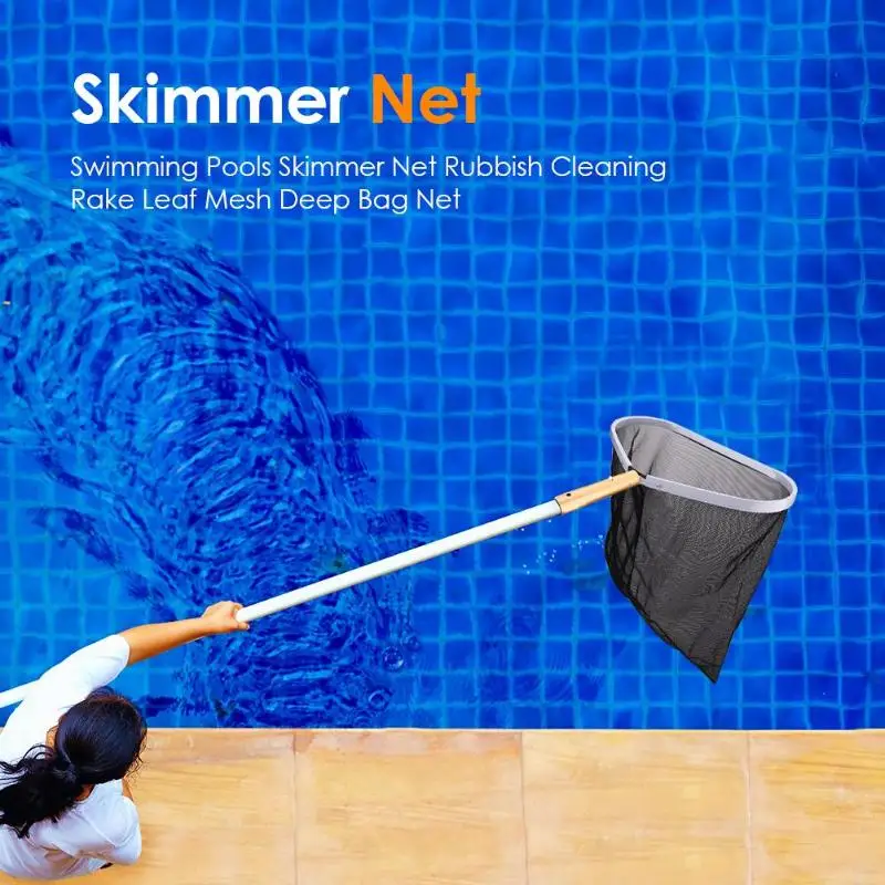 

Swimming Pools Skimmer Net Rubbish Cleaning Rake Leaf Mesh Deep Bag Net