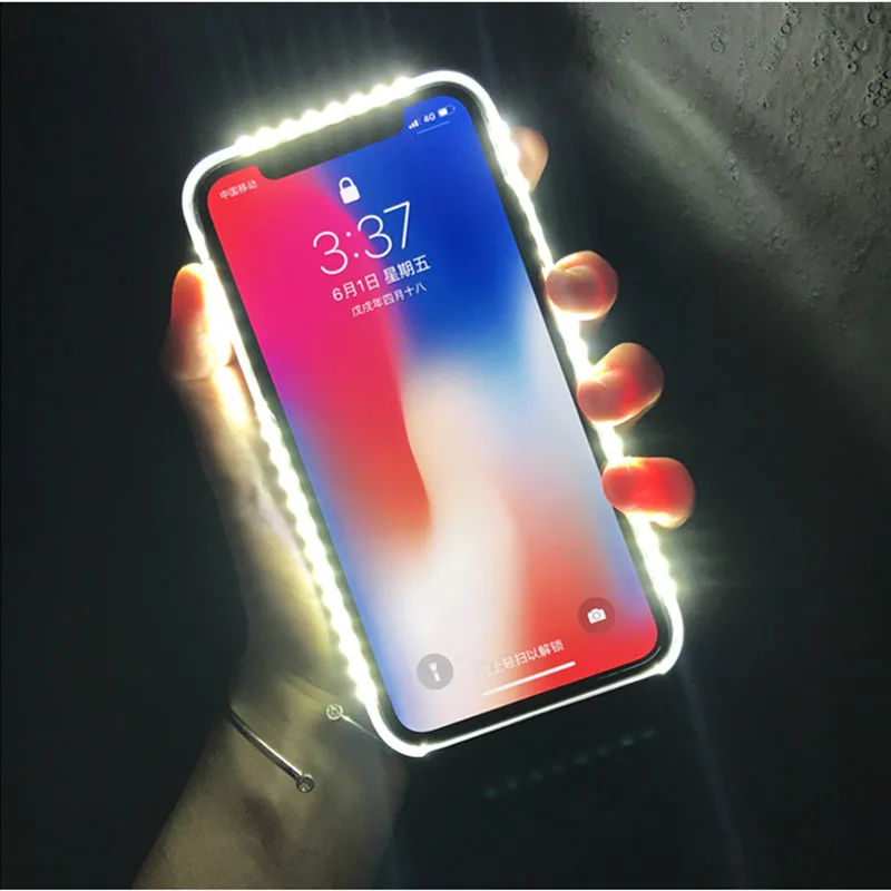 Селфи-светильник для телефона iPhone XS Max XR X 10 чехол для iPhone 7 8 Plus с светильник s Flash Роскошный чехол для i Phone 6 6s Plus X