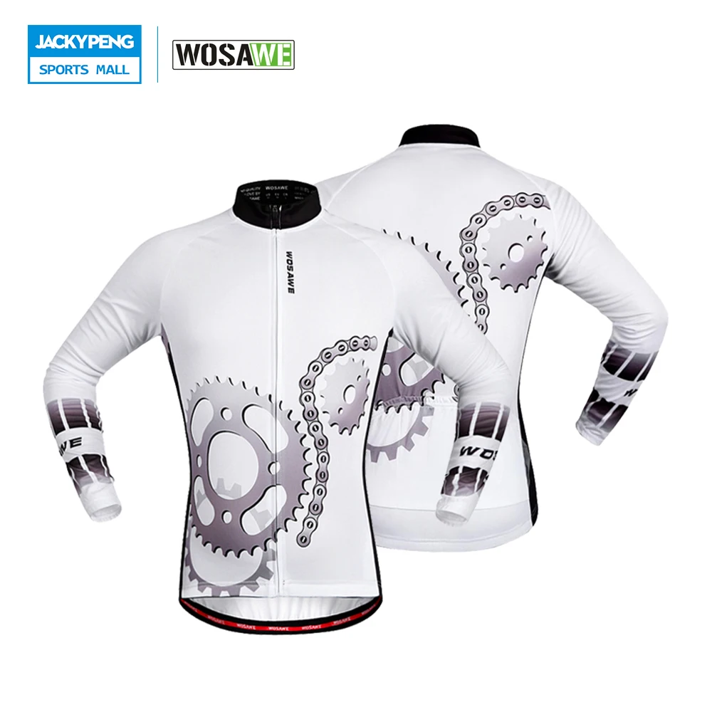 

WOSAWE Men Cycling Jersey Long Sleeved T-shirt Tops MTB Road Bike Bicycle Wear Jacket Clothings Men Bike Wear Clothing Maillot