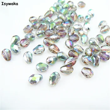 

6*8mm 70pcs Hot Light Green Color Faceted Teardrop Austria Crystal Bead Waterdrop Beads Loose Spacer Bead for DIY Jewelry Making