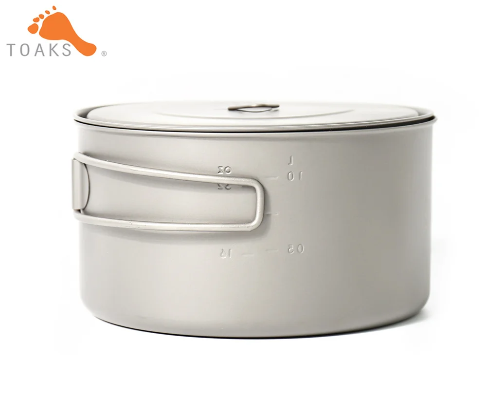 TOAKS POT-1350 Pure Titanium Cookware que acampa al aire libre ollas, se puede utilizar como una copas, cuencos y ollas 1350 ml 148G