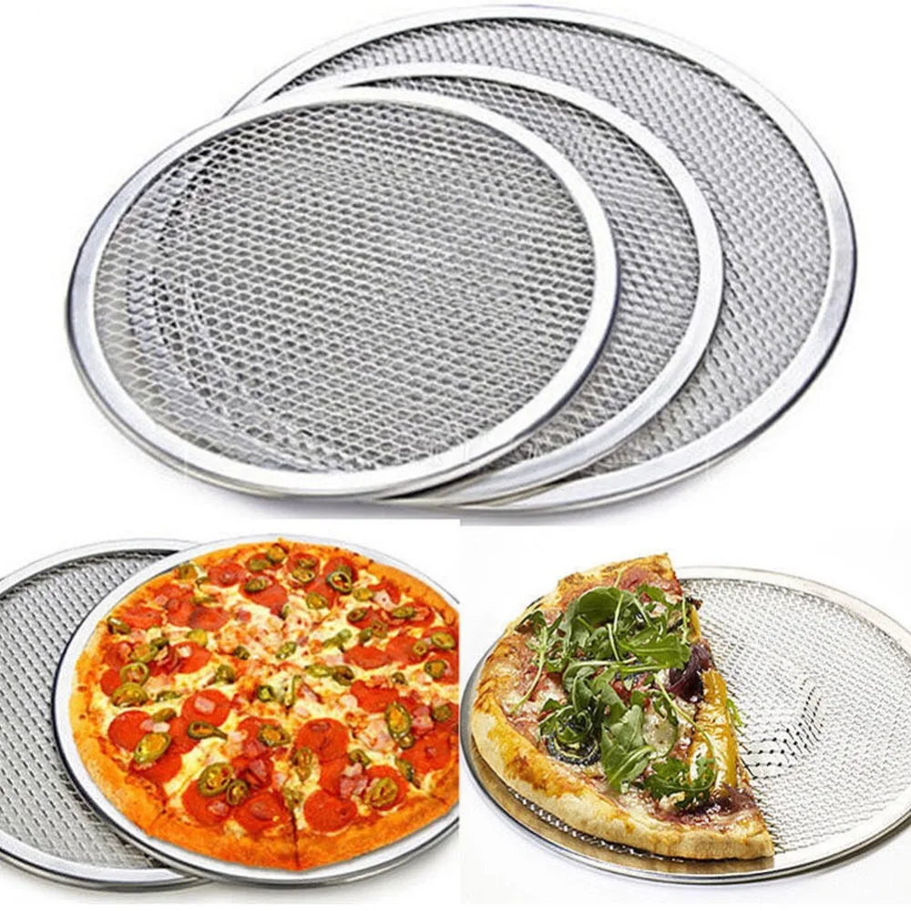 

6/8/9/10 Inch Aluminium Flat Mesh Pizza Screen Oven Baking Tray Net Bakeware Cookware kitchen baking tool
