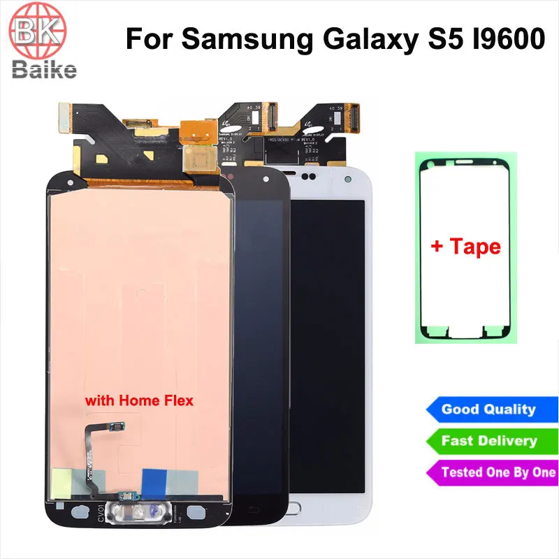 

Replacement Lcd For Samsung Galaxy S5 I9600 G900 display with Touch screen Digitizer Assembly + Sticker + home button