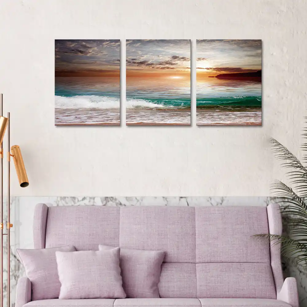 Get Wallpaper 3d Pintoresca Playa Pintura Sin Marco Dormitorio Fondo De Sala For Free