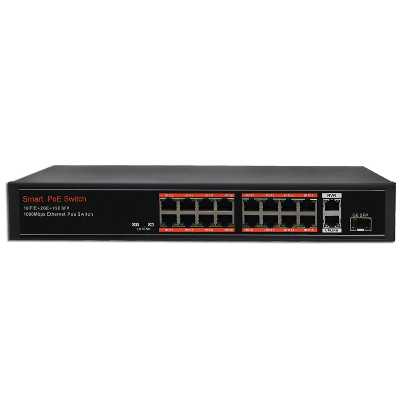 SECUPOE 16-Порты и разъёмы коммутатор питания через Ethernet 10/100M 2-Порты и разъёмы Gigabit 1-Порты и разъёмы для программирования в производственных условиях по восходящей линии 802.3af/at встроенный DC48V Мощность Адаптер 250 м расстояние