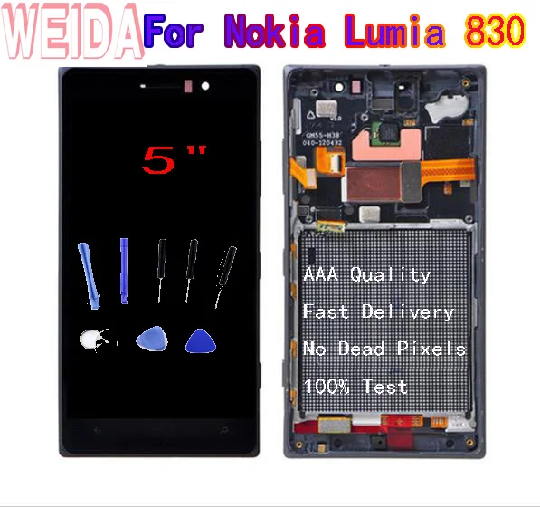 

WEIDA 5" For Nokia Lumia 830 LCD Display Touch Screen Digitizer Assembly Frame with Tool