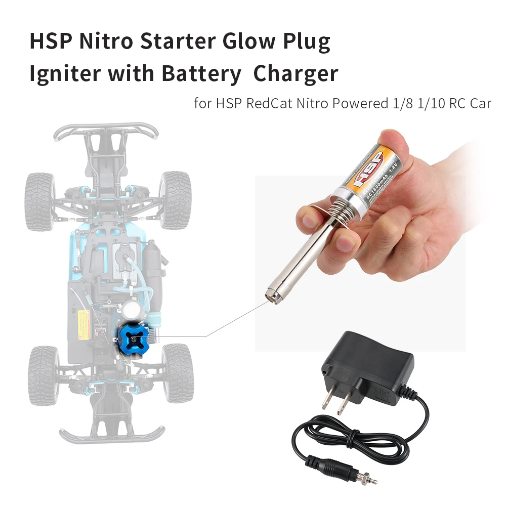 Nitro Starter Kit Glow Plug Igniter with Battery Charger for HSP RedCat Nitro Powered 18 110 RC Car (4)