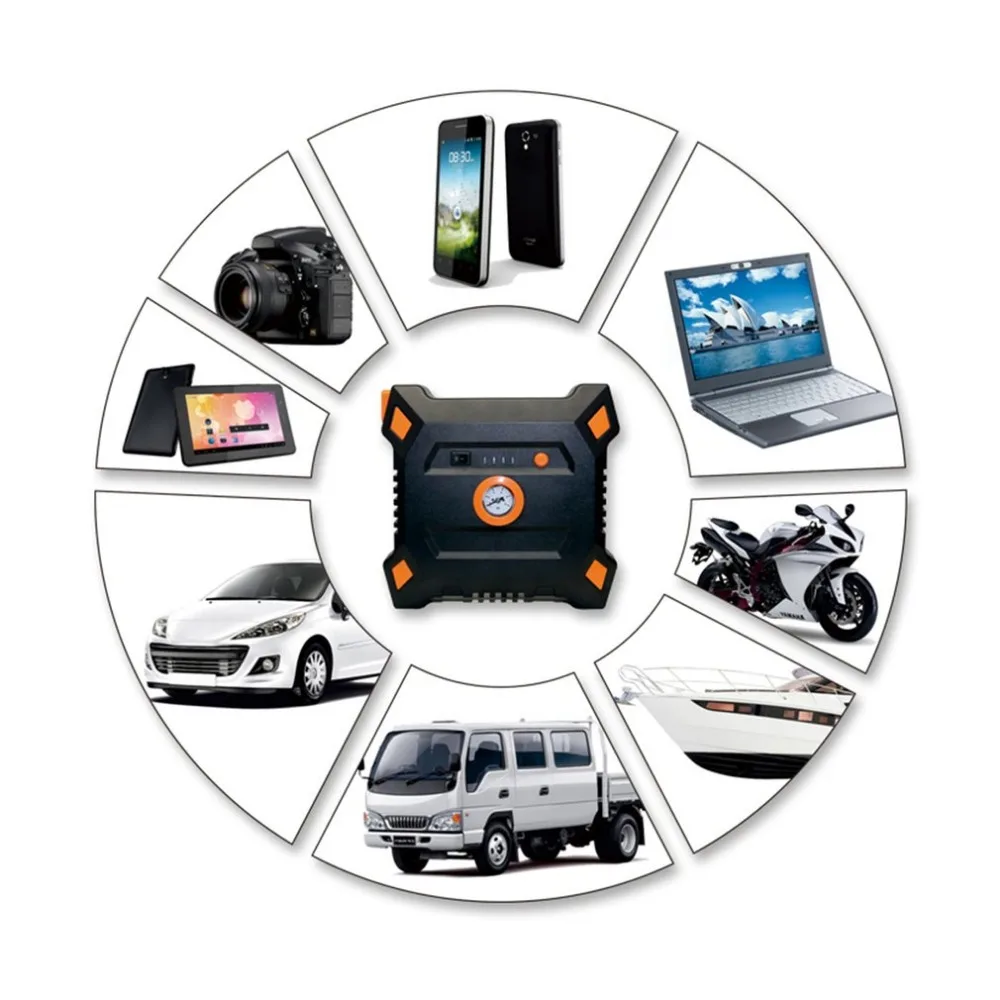 

12V 82800mAh Portable Car Jump Starter With Built-in Air Compressor USB Output Battery Power Bank Multifunction Car Charger