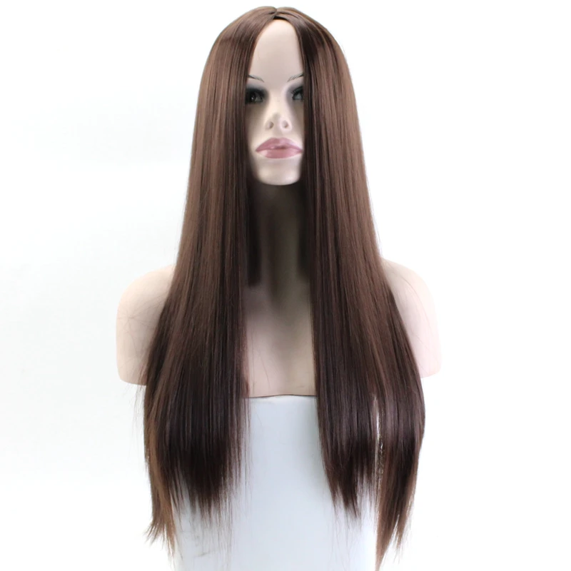 

JOY&BEAUTY Long Straight Wig Black Brown Golden Gray 24 inch Heat Resistant Synthetic Hair For Women Free Shipping
