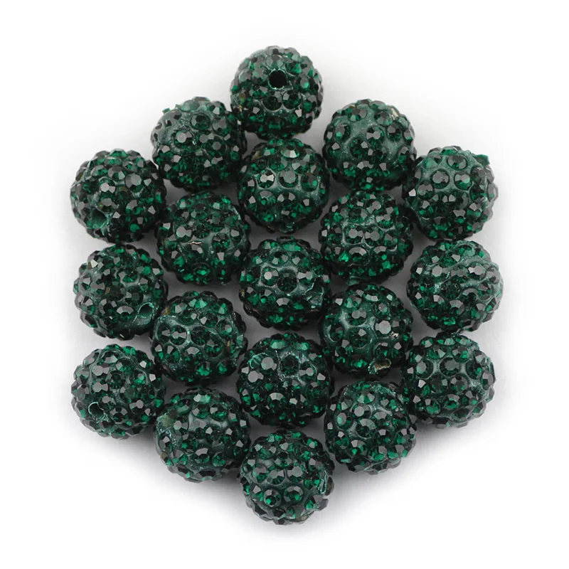 BTFBES 10 мм 20 шт микро проложить бусины проложить кристалл диско шар круглый глиняный свободный браслет с бусинами ожерелье изготовление ювелирных изделий DIY аксессуар - Цвет: Dark Green