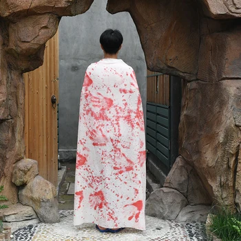 

Horror Blood Table Cloth Bloody Handprint Curtain Cloak Party Props for Haunted House Halloween Party Decoration