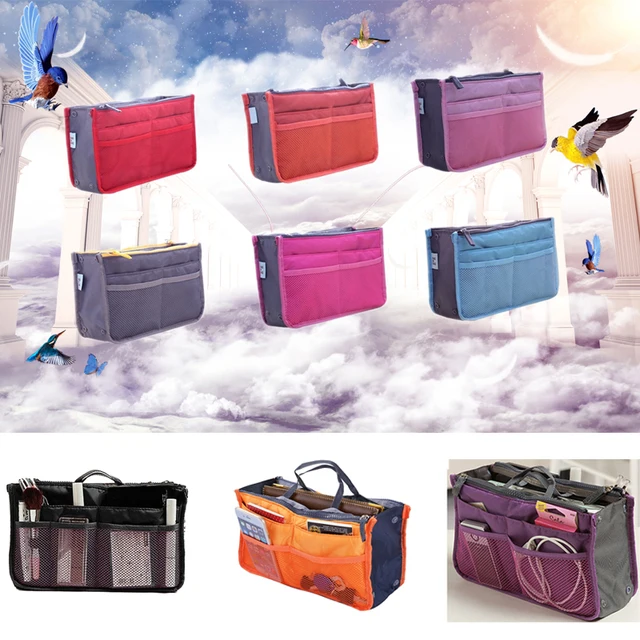 Organizer Insert Bag Women Nylon Travel Insert Organizer Handbag Purse Large liner Lady Makeup Cosmetic Bag Cheap Female Tote -