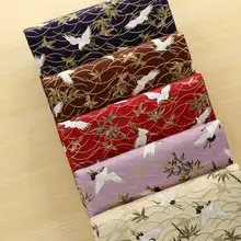 Горячее шитье Фиолетовый Белый Черный хлопок японский кран Печать Ткань Лоскутная Ткань