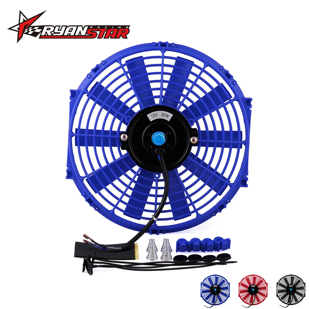 

Ryanstar Store-- Universal 12V 12 Inch Slim Reversible Electric Radiator AUTO FAN Push Pull With mounting kit CF002A