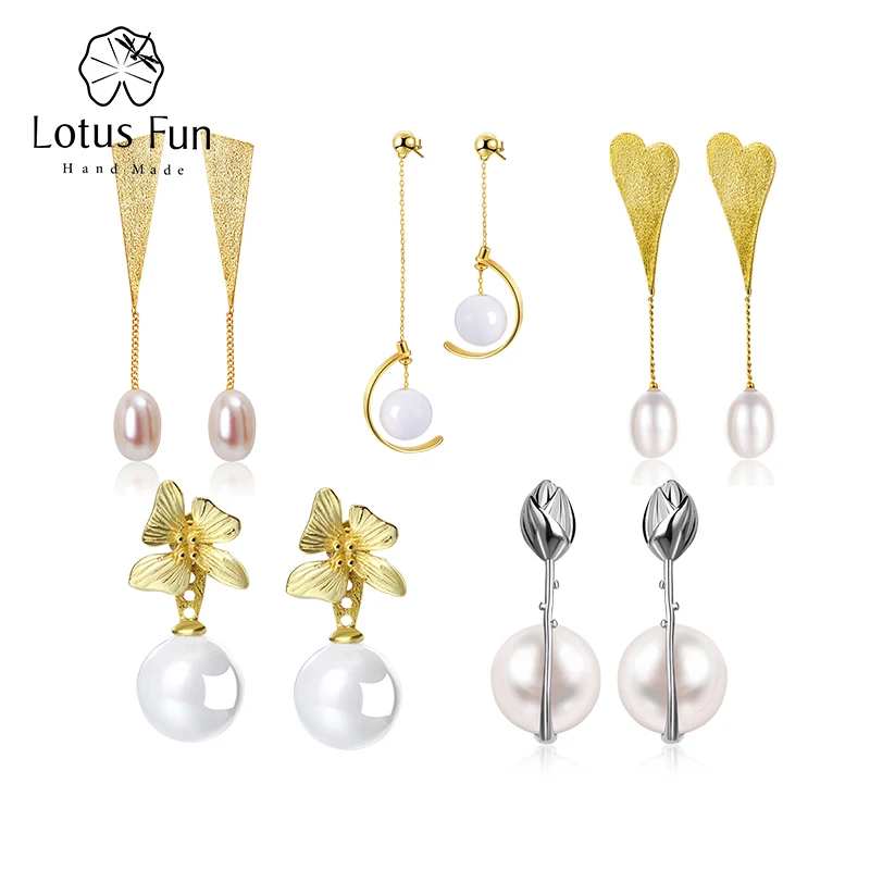 

Lotus Fun Real 925 Sterling Silver Natural Creative Designer Fine Jewelry Fashion Elements Weekly Earrings for Women