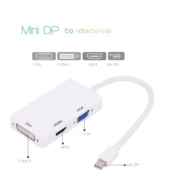 

50pcs/lot Mini Displayport Mini DP Male To DVI HDMI VGA 3 in 1 Audio Female Adapter Display Port Cable Converter For computer