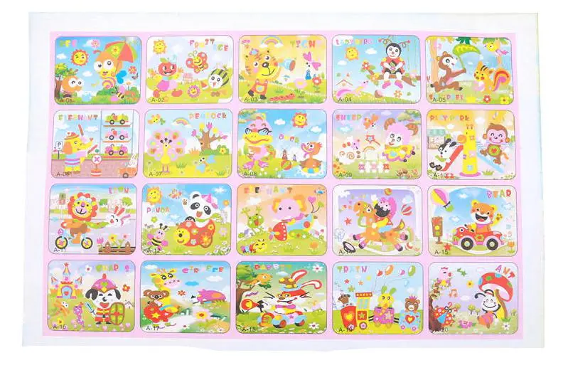 1pcsDIY Handmade 3D Eva Foam Puzzle Sticker kids baby Self-adhesive Eva Crafts Toys Learning & Education Toys 21cm16cm (10)