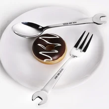 1 шт. креативный гаечный ключ фигурные кухонные аксессуары для дома кухня вилка из нержавеющей стали ложка подарок фрукты Dessrt салатные вилки столовые приборы