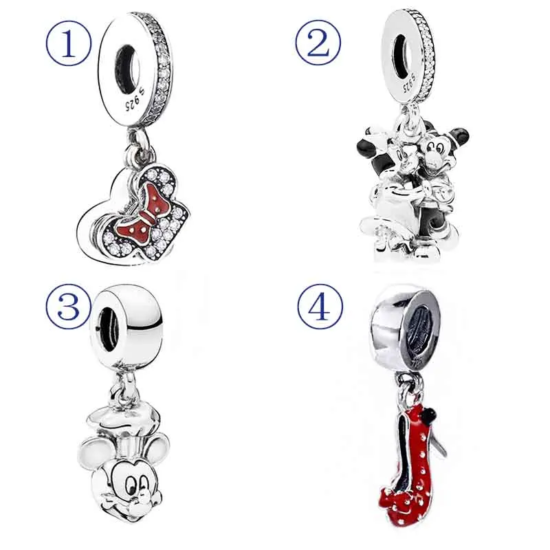 

Mickey Minnie Dancing Shoe High Heel Chef Mouse With Crystal Pendant Charm Fit Pandora Bracelet 925 Sterling Silver Bead Jewelry