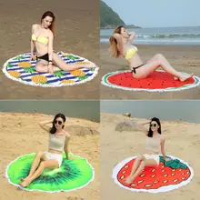 Новейшее стильное цифровое пляжное полотенце для пикника с цветочным принтом, Круглый фруктовый узор, бахрома, подушка для сидения, одеяло, коврик, Прямая поставка