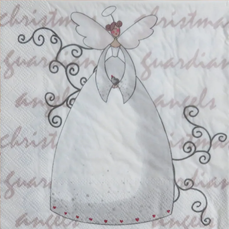 

20 3-ply vintage table napkins paper tissue printed flowers angel decoupage wedding servilletas happy birthday party decor mats