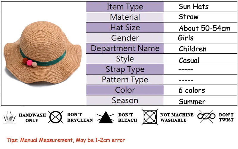 Child Sun hat Girl Floppy Wide Brim Beach Cap