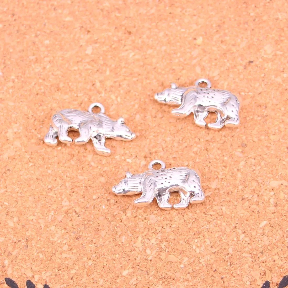 34Pcs Antique Silver Plated bear california state flag Charms Diy Handmade Jewelry Findings Accessories 24*15mm