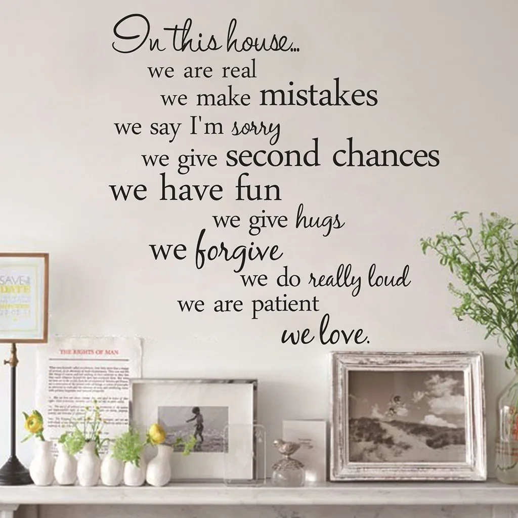 

In this house we are real Home Decal Family Vinyl Wall Sticker Quotes Lettering Words Living Room Backdrop Decorative Decor