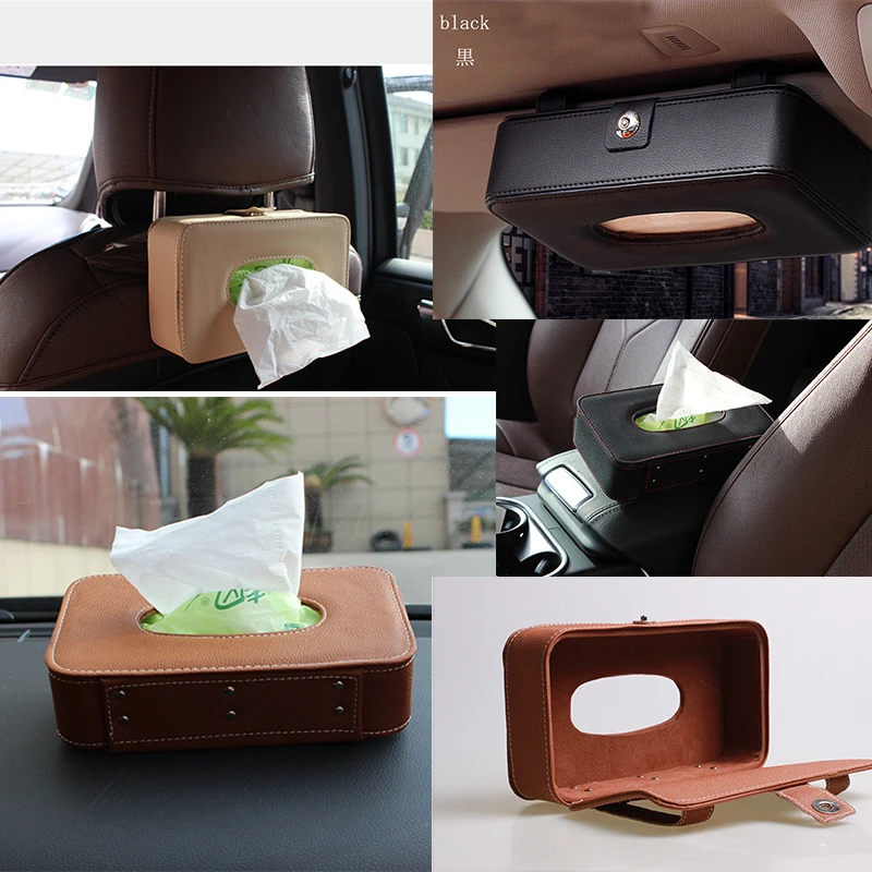 Car sunshade board type Microfiber leather car tissue box installed on