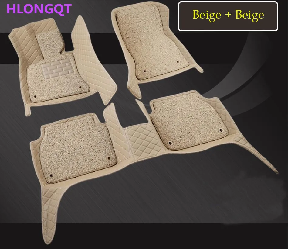 

HLONGQT Auto Floor Mats For Ford Explorer 2016.2017.2018 Foot Step Mat High Quality Embroidery Leather Wire coil 2 Layer