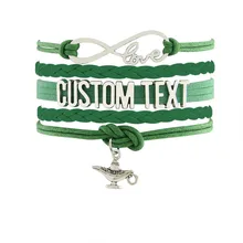 Прямая Браслет «бесконечность» на заказ цвет текста кожаный шнурок браслет чайник очаровательный подарок на Рождество