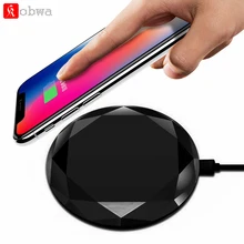 KOBWA алмаз Qi Беспроводной быстро Зарядное устройство легкий Портативный мобильный телефон зарядного устройства для iPhone для samsung Galaxy S9 r20