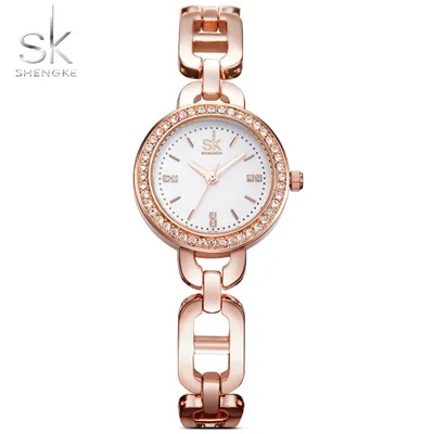 

Sk 2019 Rhinestone Crystal Watch for Woman Stainless Strap Simple Ultra Slim Bracelet Lady Wristwatch Quartz Relogio Madeira