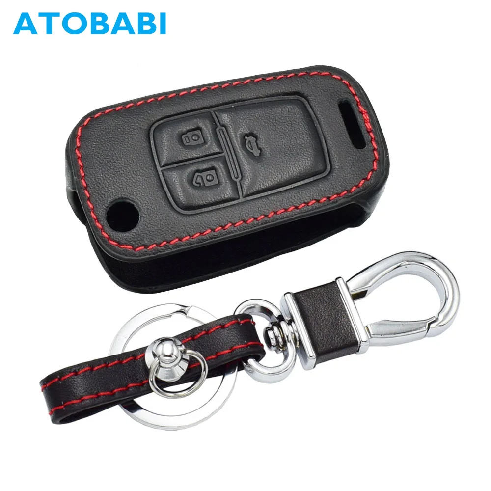 

ATOBABI Genuine Leather Car Key Case Auto Accessories for Chevrolet Cruze Buick Remote Control Keychain Protector Bag Key Cover