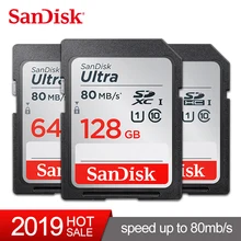 Двойной Флеш-накопитель SanDisk Ultra карты памяти SDHC/SDXC SD карты Class10 16 Гб оперативной памяти, 32 Гб встроенной памяти, 64 ГБ 128 карты C10 UHS-I 80 МБ/с. для cartao de memoria Камера